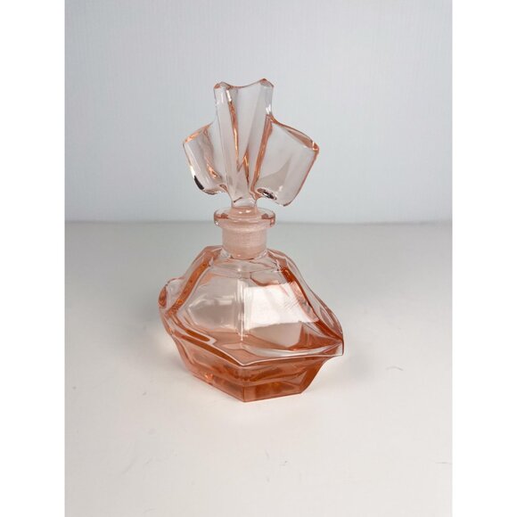 Vintage rose pink glass perfume bottle - Picture 3 of 8
